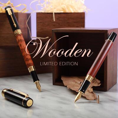 金豪100小世纪原木杆JINHAO新品 大师钢笔 豆腐100檀木工匠艺术品