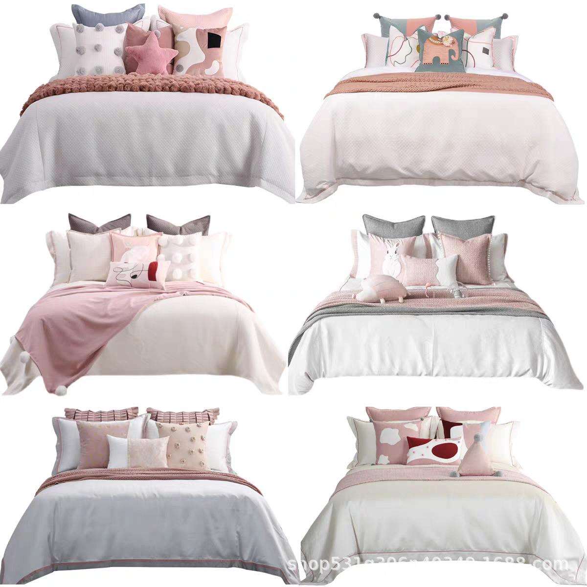 样板间床品粉白少女心女孩公主儿童房十一件套售楼部展厅软装设计