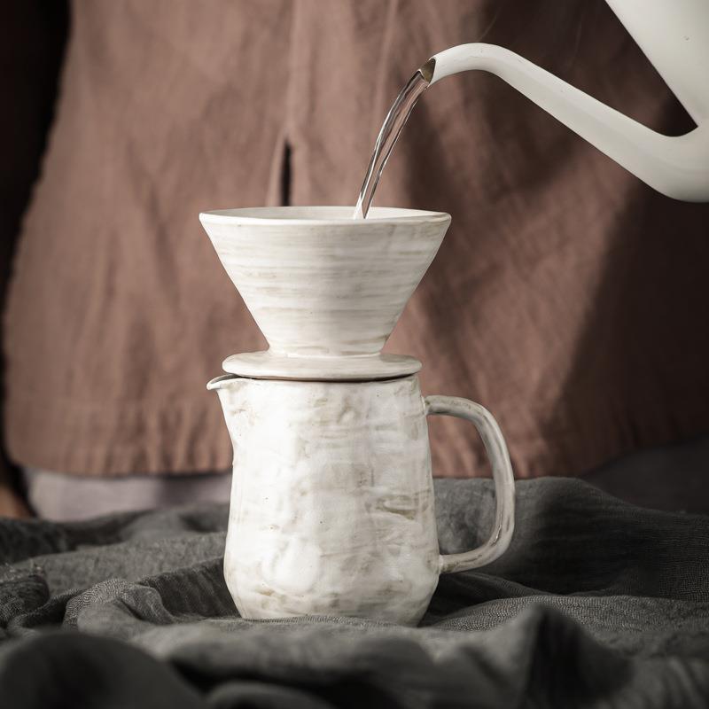 粉引创意手冲咖啡壶套装办公室日用个性陶瓷咖啡分享壶咖啡过滤杯
