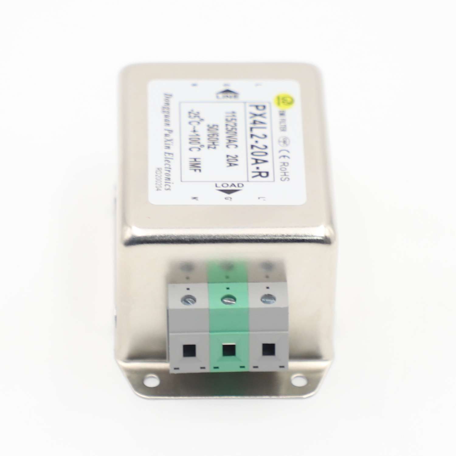 普鑫电源滤波器厂家直销PX4L2-20A-R双滤波端子台接线可导轨式安