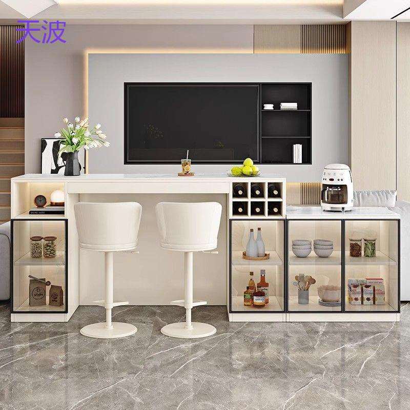 Rtd轻奢吧台桌现代简约家用客厅岩板小户型中岛台餐桌实木隔断柜