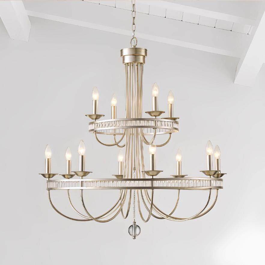 美式乡村吊灯客厅灯法式复古卧室家用别墅商铺奢华双层水晶大吊灯