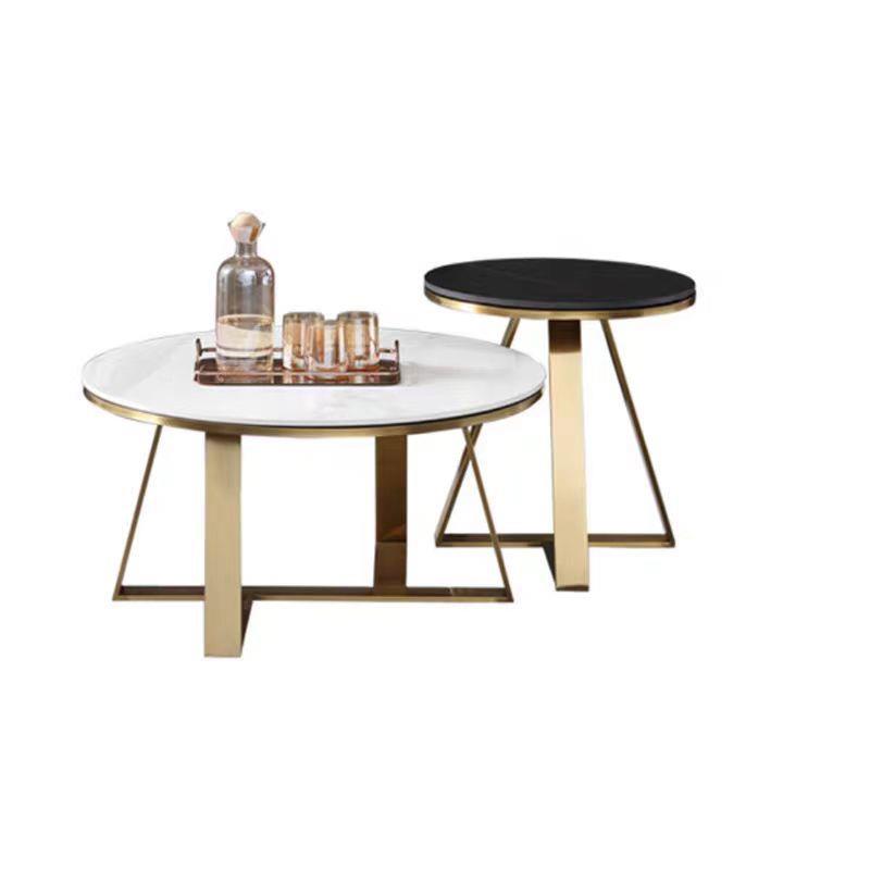 轻奢风格岩板茶几网红北欧简约现代创意个性时尚小户型圆形客厅茶