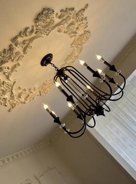 南洋风灯具法式复古书房美式楼梯中古简约黑色卧室灯餐厅客厅吊灯