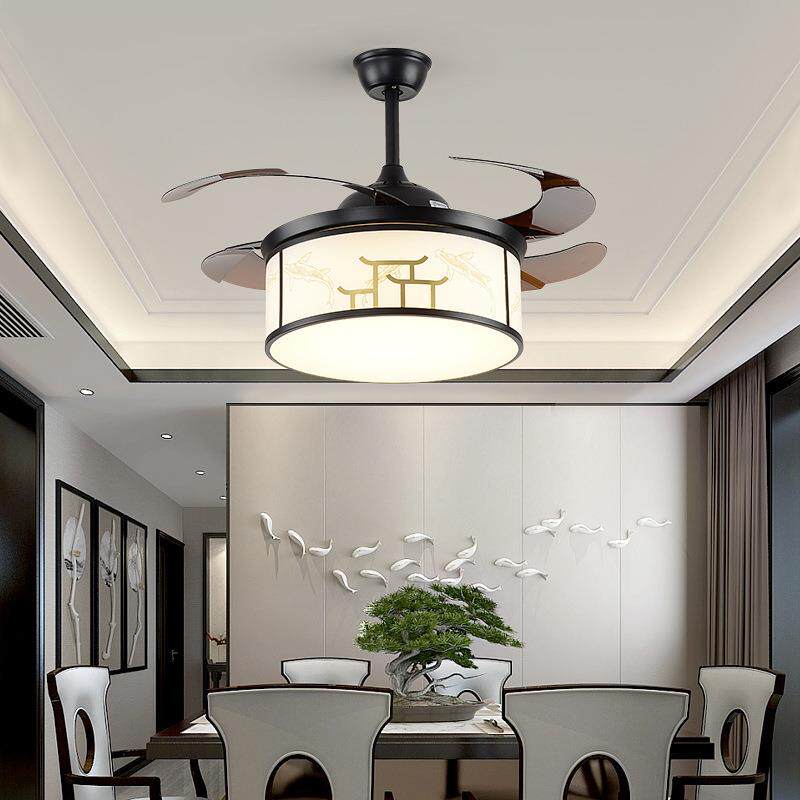 新中式吊灯带电风扇灯家用客厅遥控隐形led吊扇灯卧室饭厅餐厅灯