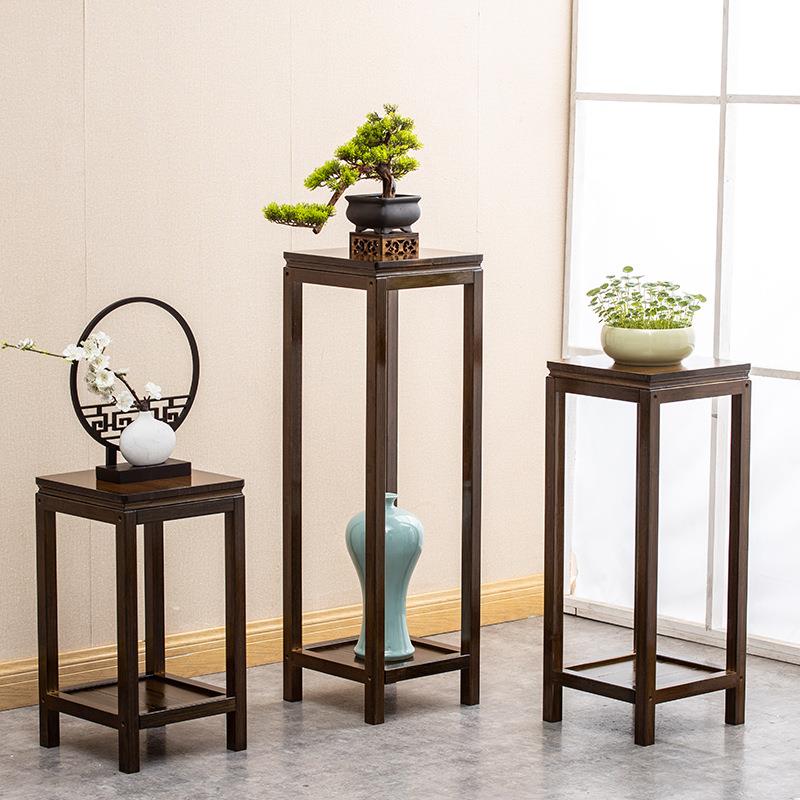 厂家新中式花架子禅意实木客厅室内阳台落地盆景花盆架置物架