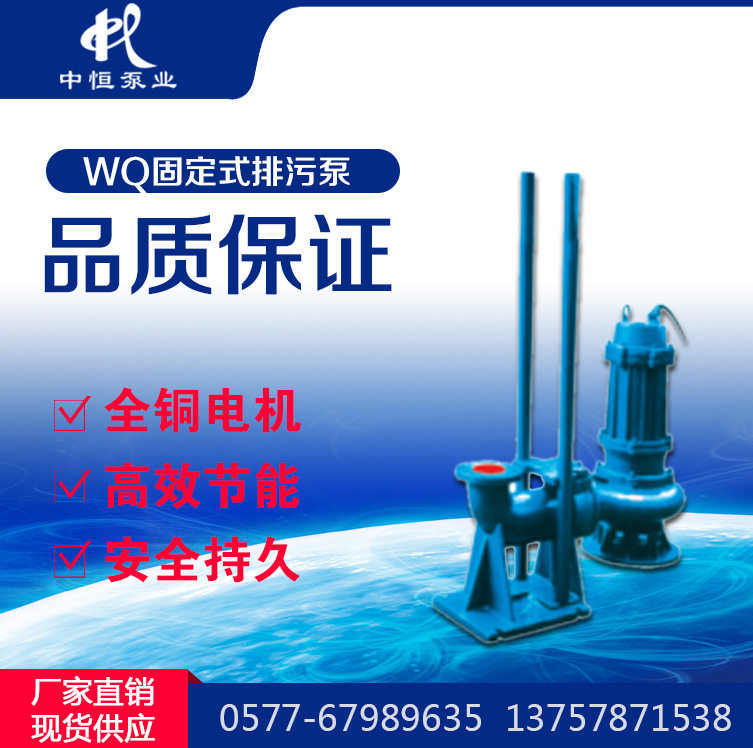 中恒泵业厂家直销WQ固定式排污泵潜水泵QW不锈钢QWP污水泵无堵塞