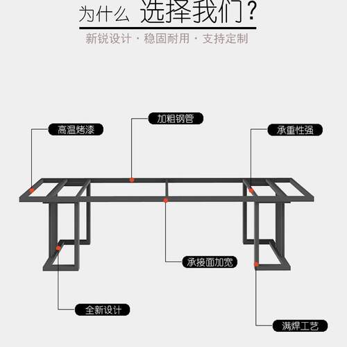 现货轻奢桌腿支架岩板书桌桌脚办公餐桌桌架茶桌茶几底座台脚定作