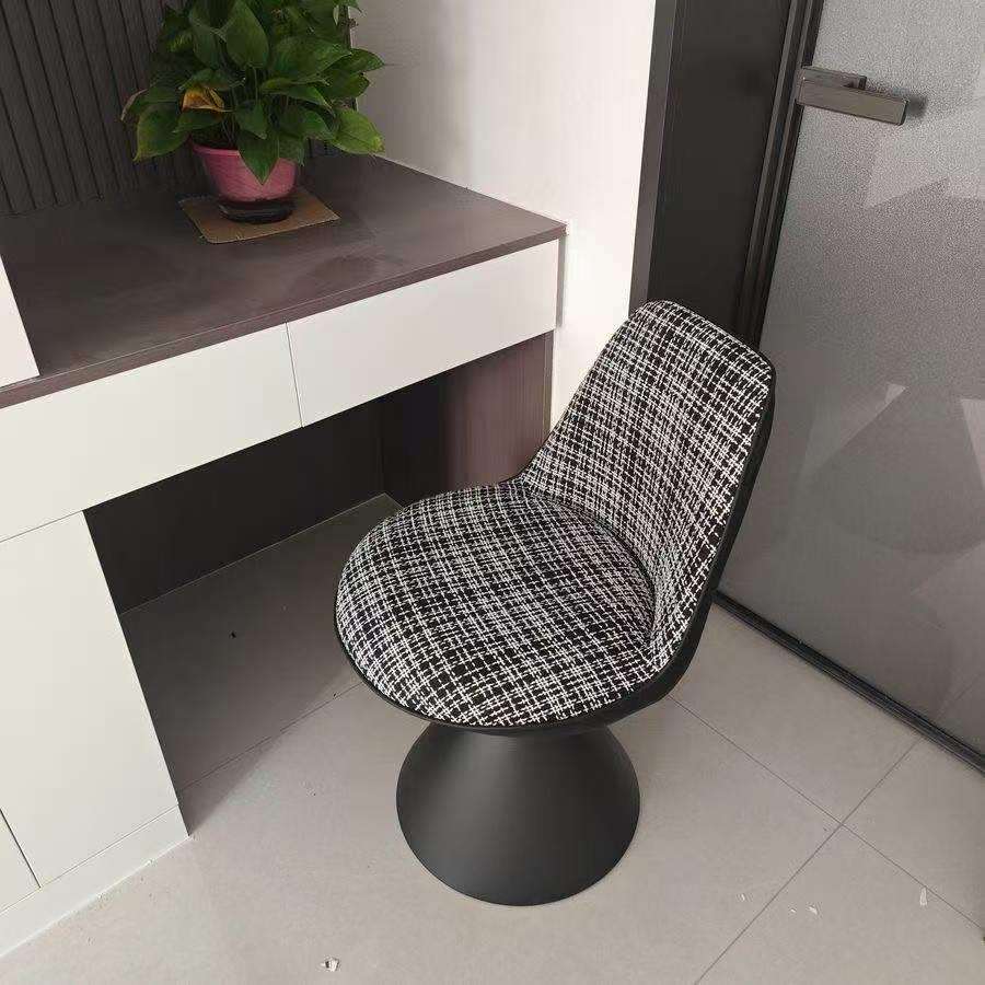 意式化妆椅可旋转靠背拼色布艺梳妆台凳子家用创意高级卧室客厅J&