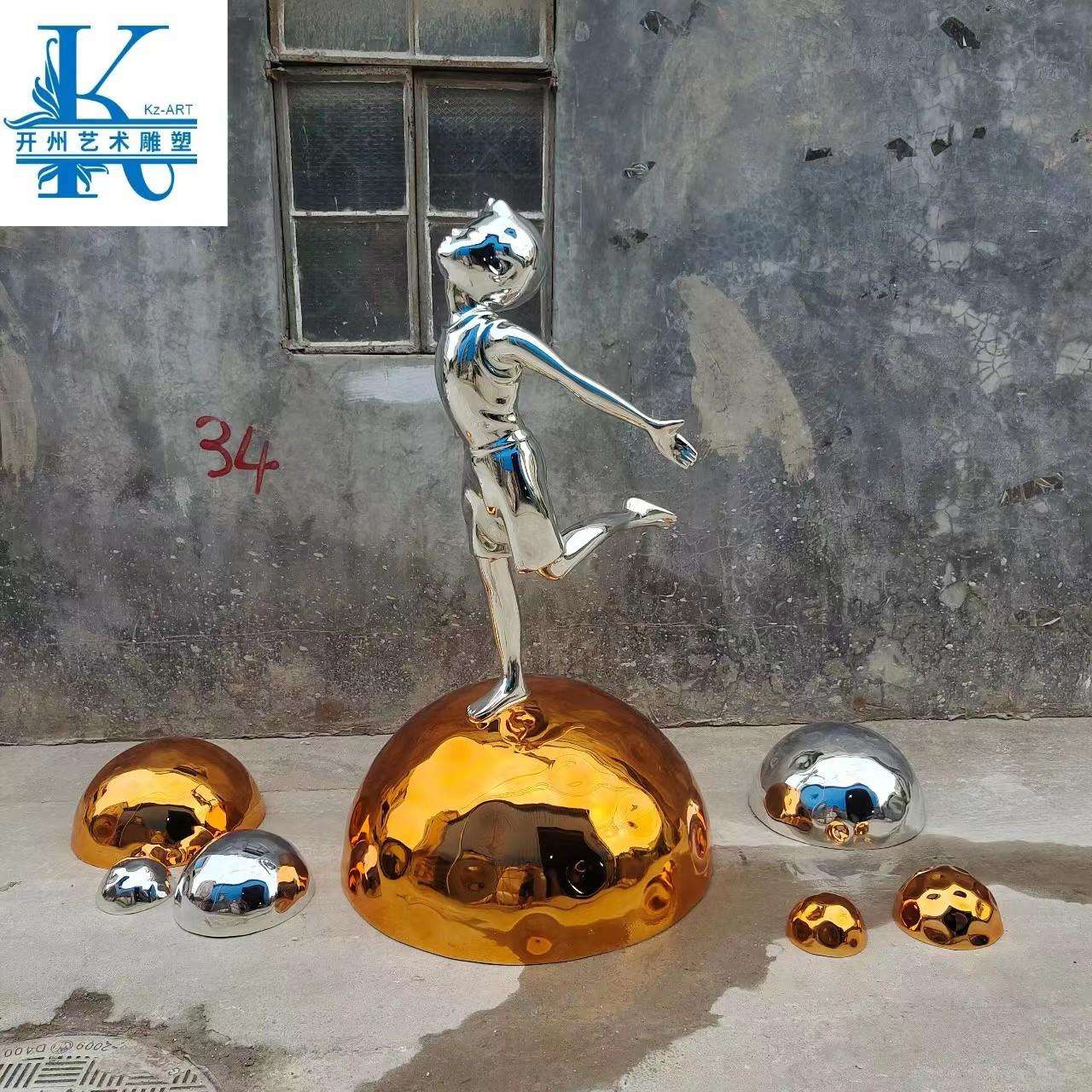简约人物雕塑酒店楼盘软装样板间小孩艺术玻璃钢落地摆件美陈装饰