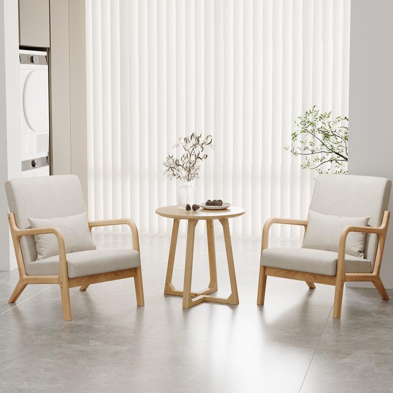 现代简约北欧布艺休闲可拆洗单人沙发小户型客厅阳台实木桌椅组合