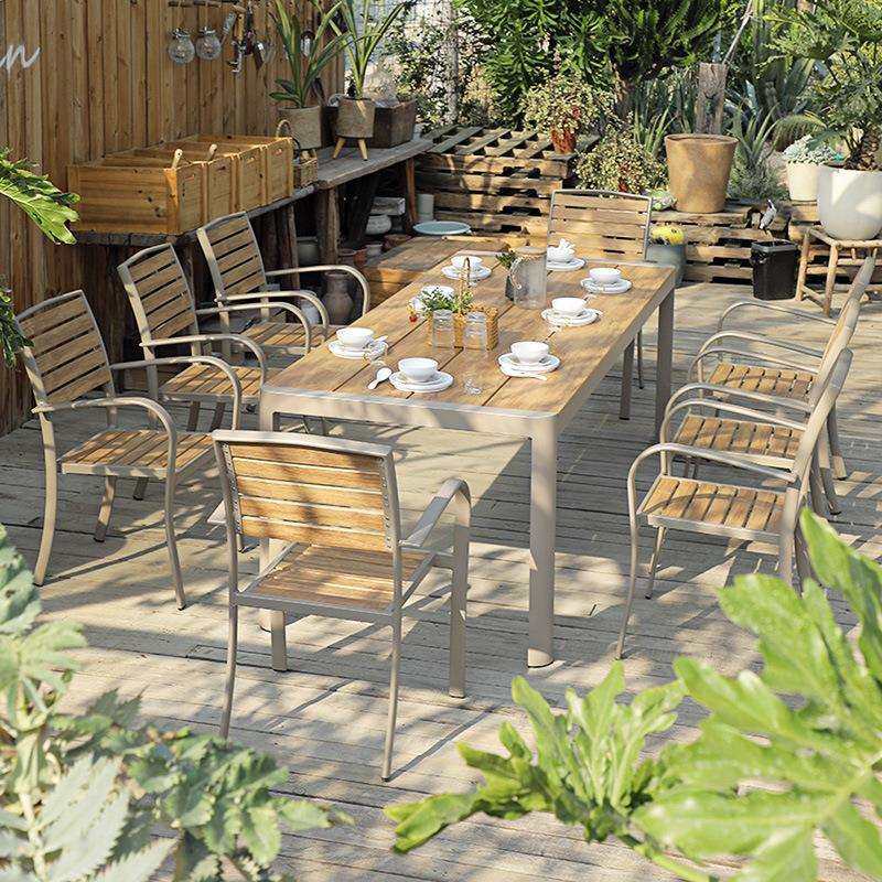 户外桌椅庭院露台铝合金厂家直销椅室外简约藤编休闲花园塑木桌椅