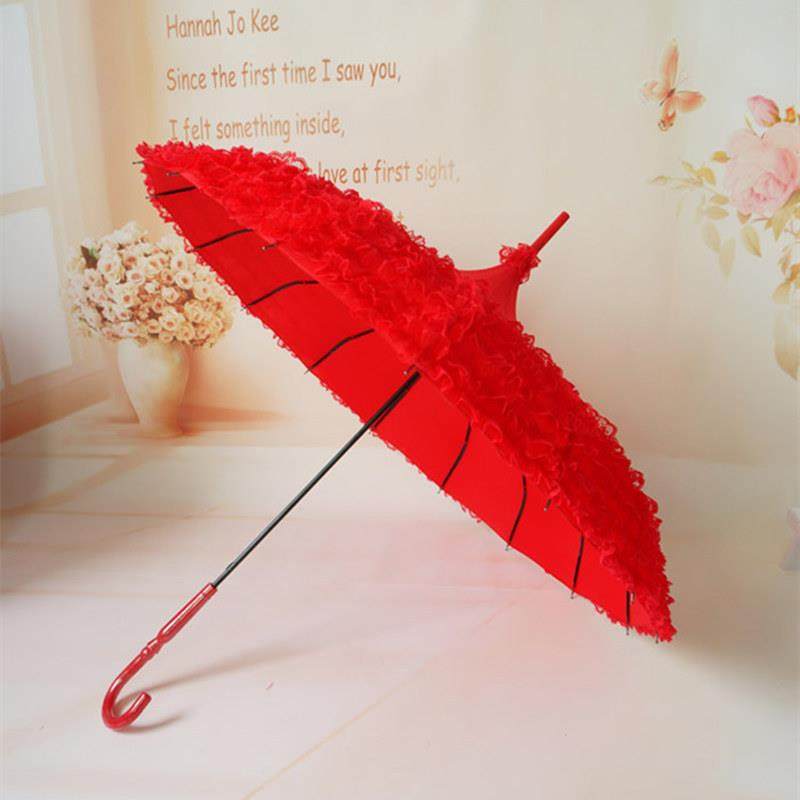 新娘伞蕾丝花边结婚伞大红色晴雨伞婚庆伞长柄复古韩版公主伞新品,3C数码配件,USB灯,淘宝优惠券,粉丝福利购,淘宝优惠卷