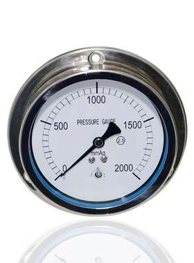 供全钢膜盒微压表轴向带前边不锈钢压力表法兰YEBF100ZT 2000mmAq