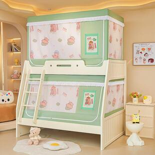 *新款印花遮光帘上下铺子母蚊帐遮光防摔高低床帘一体式家用