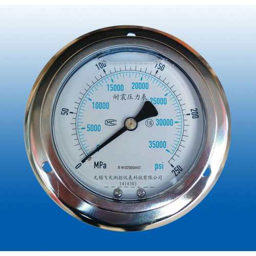 无锡飞天FTYLB厂家直销YN100ZT/250MPa超高压轴向前边耐震压力表