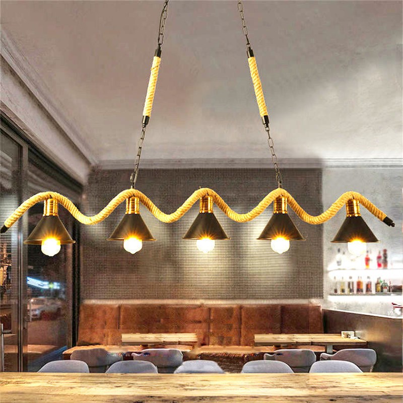 长条工业风吊灯复古餐厅吧台x麻绳灯创意个性酒吧烧烤商用植物灯