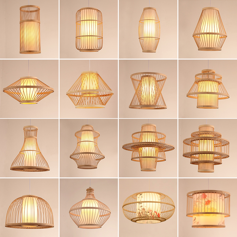 中式竹艺竹编吊灯灯笼p火锅店餐厅土菜馆灯罩民宿茶室创意日式灯