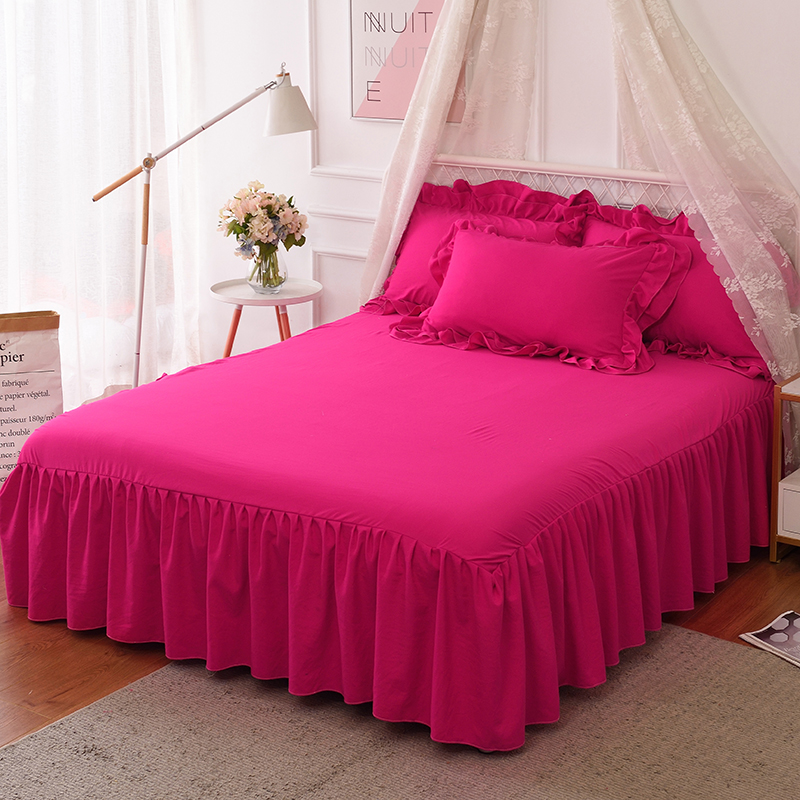 水洗棉纯色单件床裙床罩双人床席梦思防滑保护套床单1S.5米/1.8m