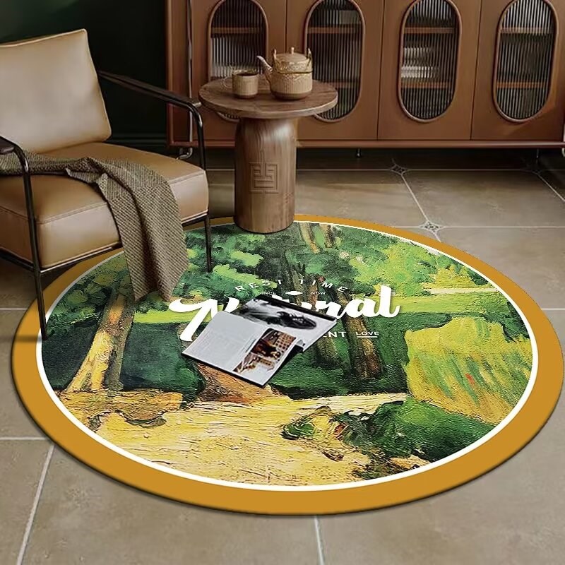 法式圆形地毯客i厅复古奶油风卧室衣帽间化妆凳梳妆台摇椅子小地