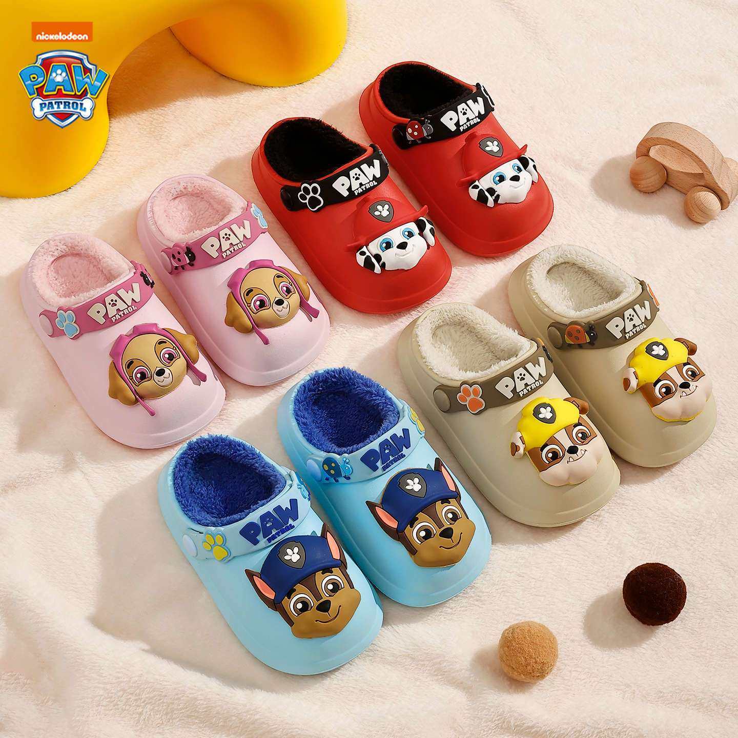 汪汪队儿童棉拖鞋冬季包跟居家保暖防滑防水舒适棉鞋男女孩中大童