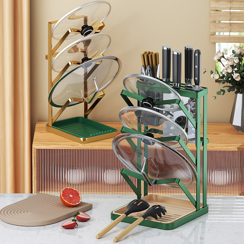 厨房免打孔锅盖架子置物架壁挂式家用台I面砧板架菜板放置器锅铲