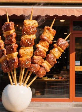 东北烧烤肉串玻璃钢雕o塑模型商业街烧烤店美食街定制装饰大型摆