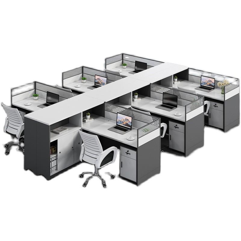 北京办公桌4人位桌椅组合简约现代l型工位员工6人屏W风隔断办公桌
