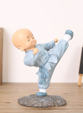 创意储蓄罐装饰品k禅趣可爱公仔功夫小和尚工艺品装饰家居树脂摆