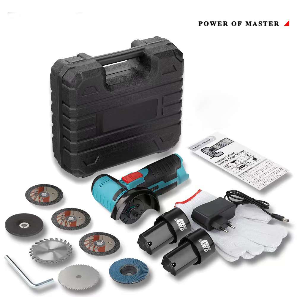 3寸12V家用锂电角磨机切割机迷你手持式多功能打磨机7PC锯片套装