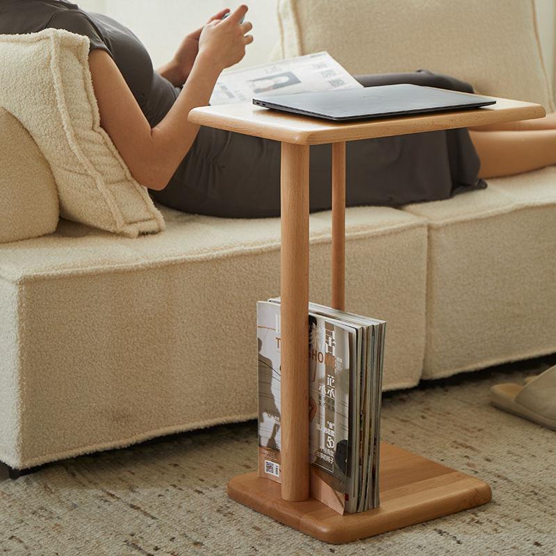 客厅边几小茶几床头桌子复古C型沙发迷你角几胡桃色可移动置物架