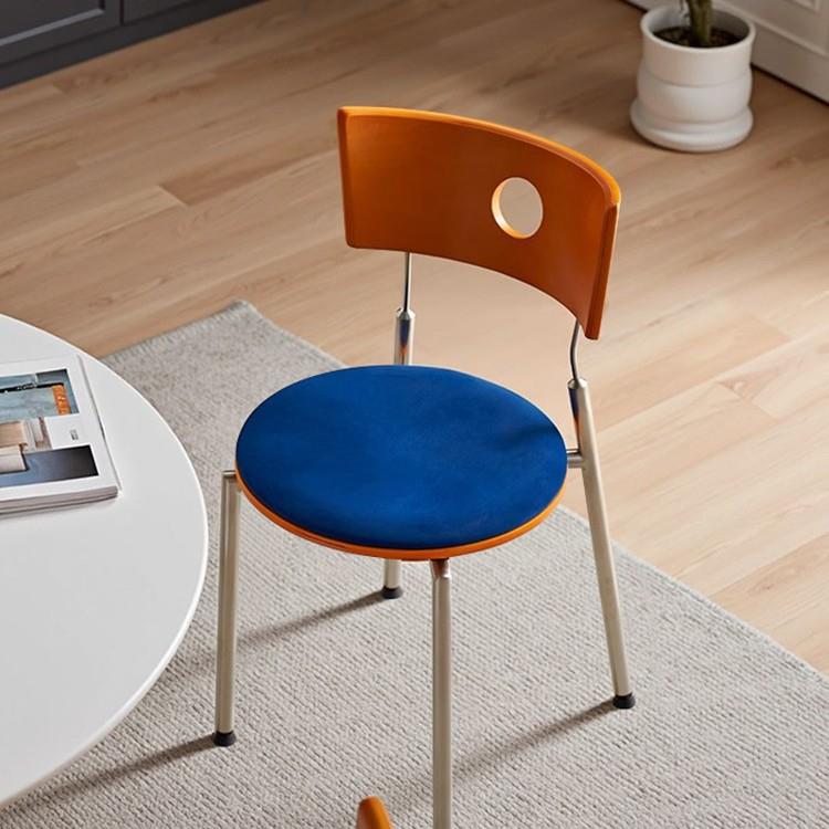 中古餐椅家用实木靠背椅网红复古椅小户型餐桌椅不锈钢设计师椅子