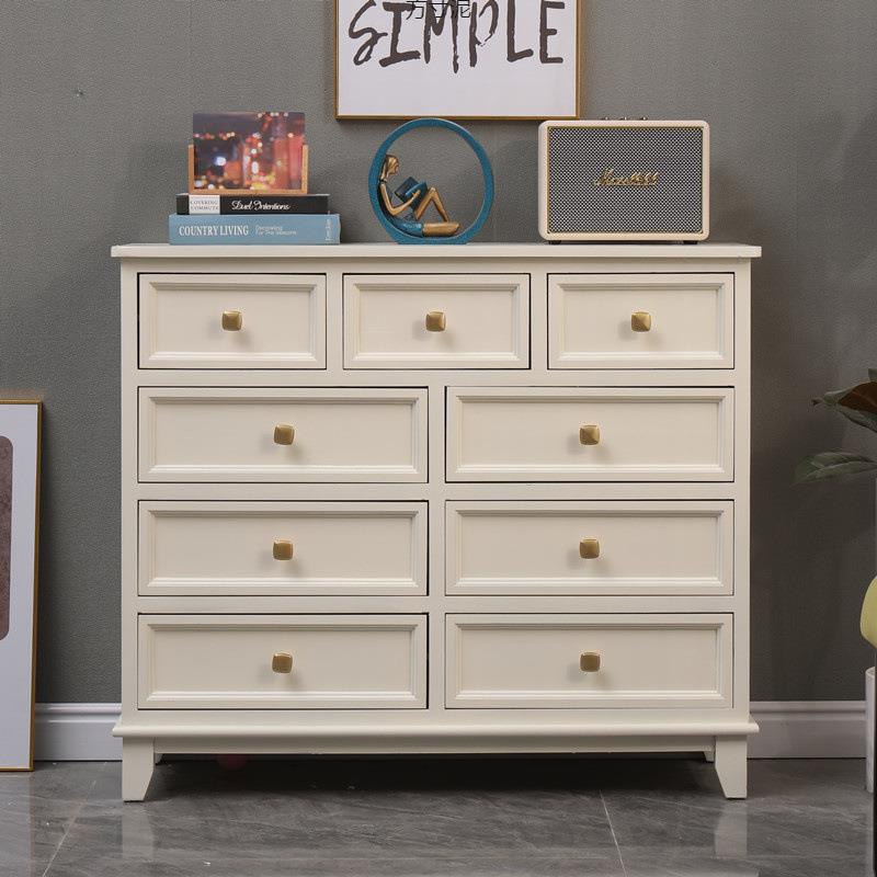 美式五斗柜收纳柜轻奢储物柜抽屉柜九斗柜卧室靠墙收纳柜实木斗柜