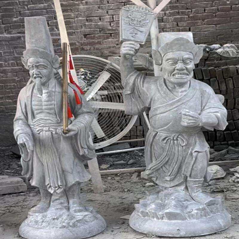 石雕黑白无常雕塑钟馗捉鬼阎王爷牛头马面黑白无常雕像摆件