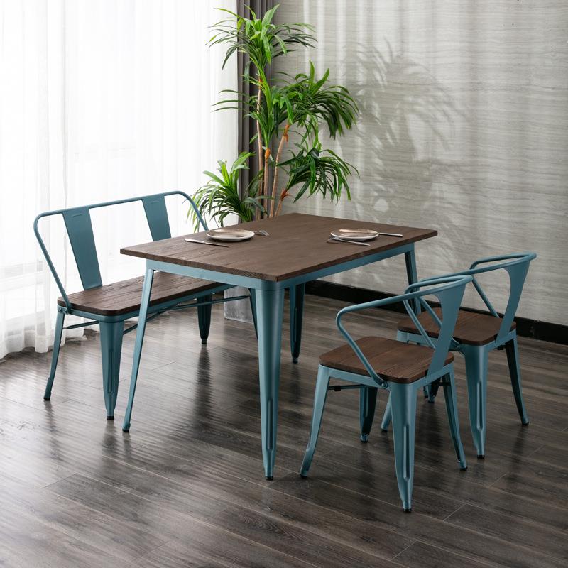 工业风实木面长桌家用餐桌书桌工作台简约实用桌子铁艺北欧loft桌