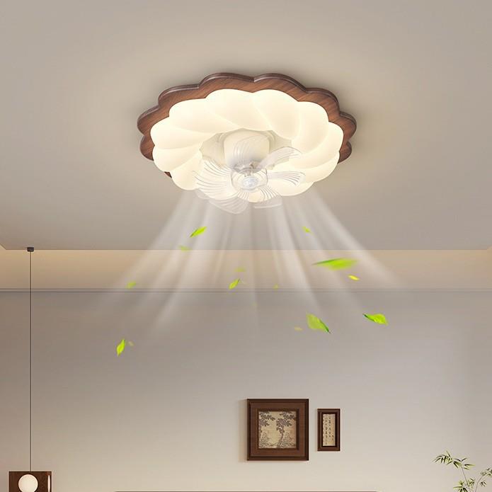 中古风风扇灯静音电扇一体吸顶灯北欧设计师餐厅卧室灯具吊扇灯