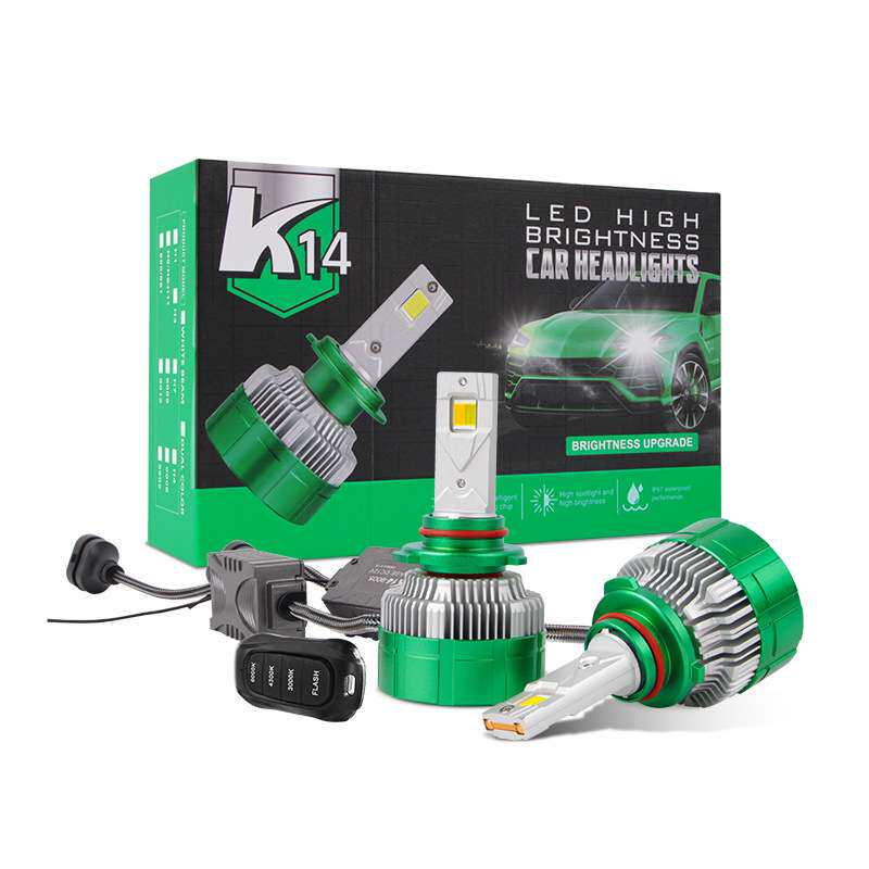 K14遥控爆闪汽车LED大灯双色三色H7超亮灯炮H4远近一体9005改装H1