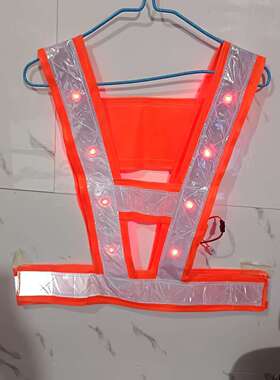 led发光马甲夜间警示跑步闪光骑行道路施工用反光安全背心充电款