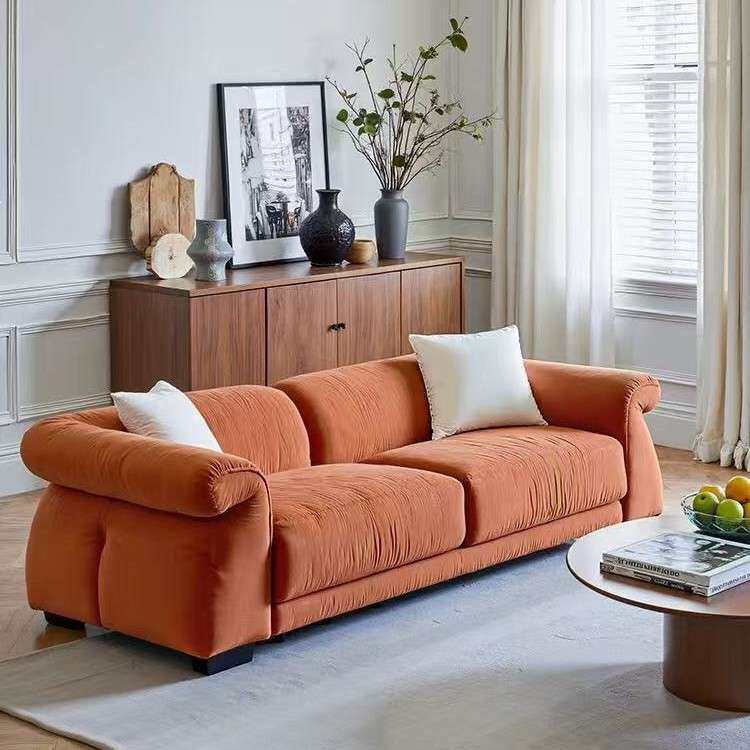 法式奶油风口袋沙发大小户型家用客厅直排布艺沙发设计师懒人沙发