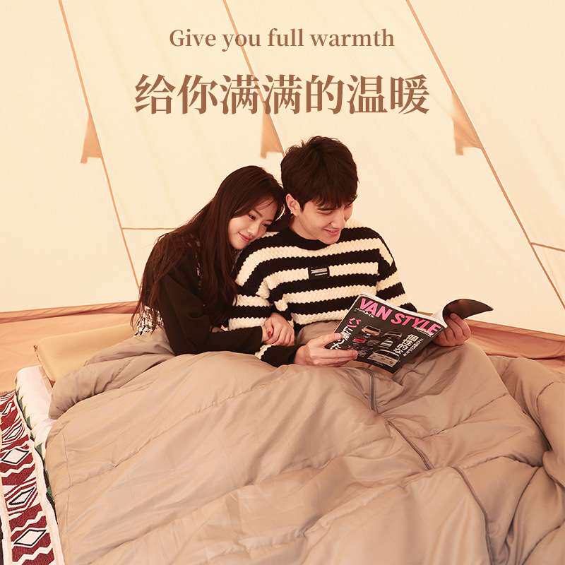 原始人户外睡袋大人男加厚防寒露营冬季羽绒棉成人隔脏四季通用款