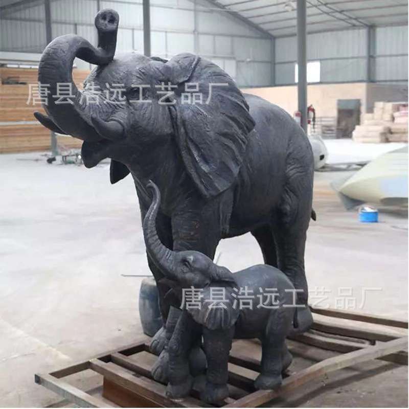 铸小区母子象雕塑 景区大型6米卷鼻象装饰品 纯铜大型工艺品摆件