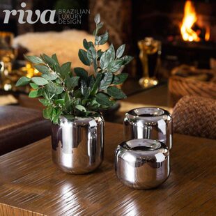 简约轻奢R巴西i不锈钢插花花瓶家用客厅v装 饰摆件干花器a桌面进口