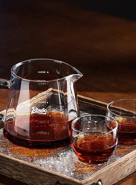 0in享品漏斗过滤ov6c装杯鉴杯套滤刻度Bo分玻璃壶公道杯手冲咖啡