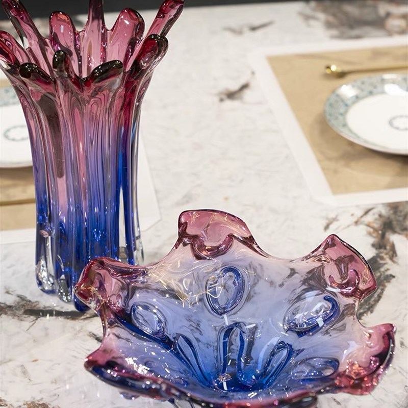 高货轻双拼色琉璃水培花瓶t摆件客厅玄关电视柜家居装饰品摆设果