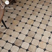 玄关马赛克瓷砖八角黄浴室洞卫生间厨房天然复古防滑地砖米石