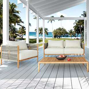 沃登 户外实木沙发组合别墅花园庭院样板间柚木藤编家具实木沙发