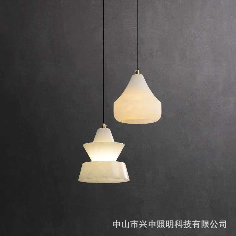 后现代全铜云石长线小吊灯简约卧室床头灯意式单头走廊餐厅吧台灯