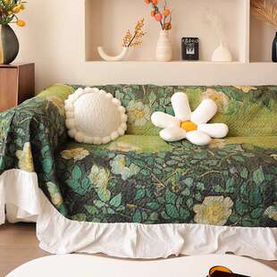 四季防滑耐脏盖毯巾北欧轻奢油画沙发巾盖布垫雪尼尔布艺全盖套罩