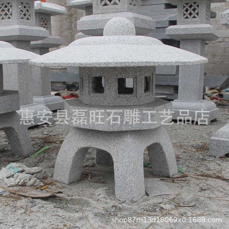 太阳能石灯 青石仿古石灯日式照明石灯笼 做旧石雕庭院园林地灯