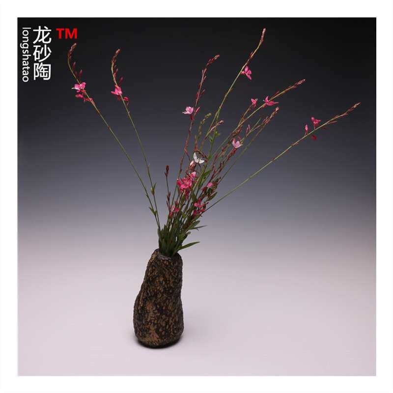 龙砂陶  树纹花瓶欧式复古彩色粗陶花瓶 家居摆件紫砂插花